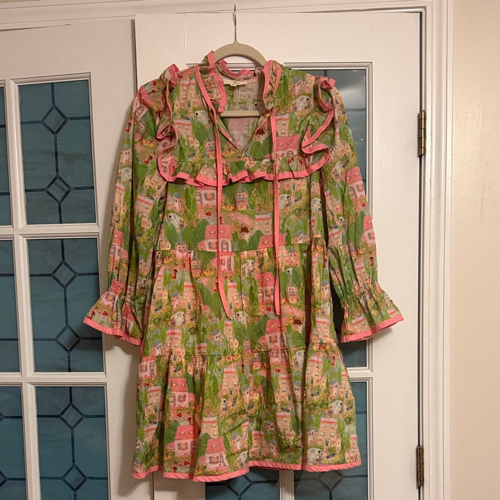 Entro Multicolor Ruffled Dress with Pink Highlights